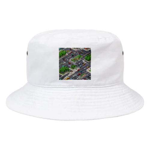 「都会の信号 道路マップ」 Bucket Hat