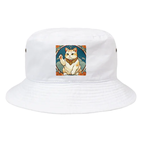 夜のミュシャ風招き猫 Bucket Hat