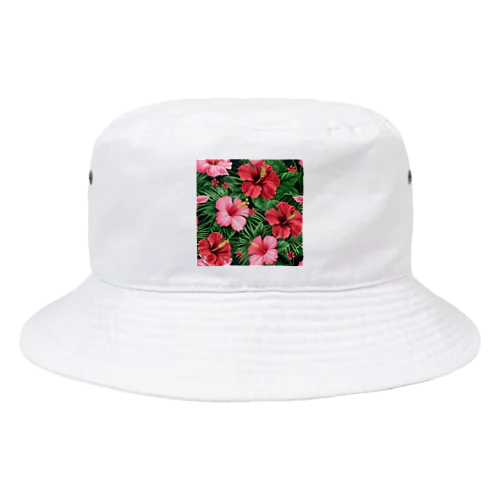 赤色の花ハイビスカス Bucket Hat