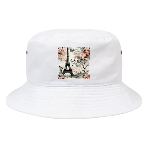 パリ　エッフェル塔　ラブレター　薔薇　蝶々　鳥　綺麗 Bucket Hat