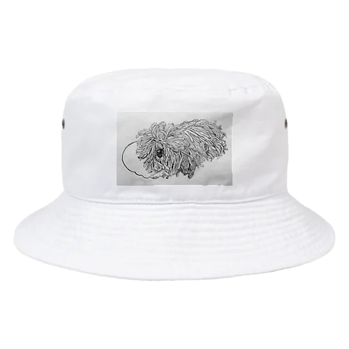 かしこいプーリー犬が転がる。 puli illustration  Bucket Hat