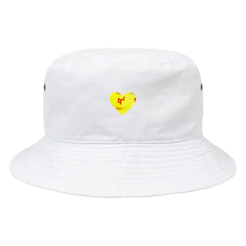 黄色の絣ハート Bucket Hat