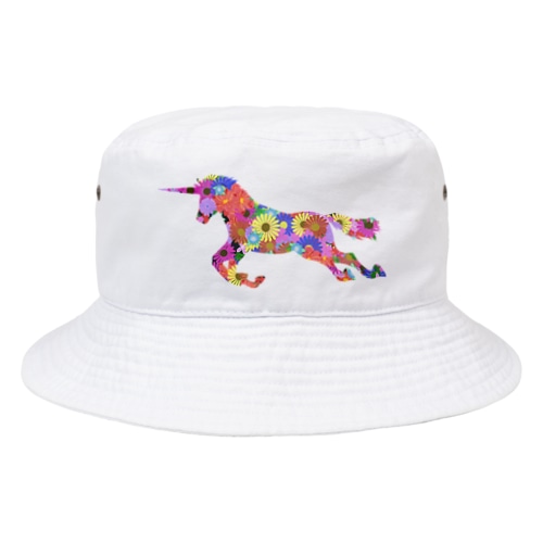 夢かわ花柄ユニコーン Bucket Hat
