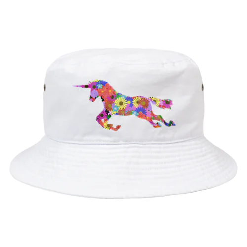 夢かわ花柄ユニコーン Bucket Hat