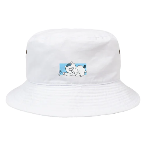 ハチワレねこ　ごぶりん　お花つつく Bucket Hat