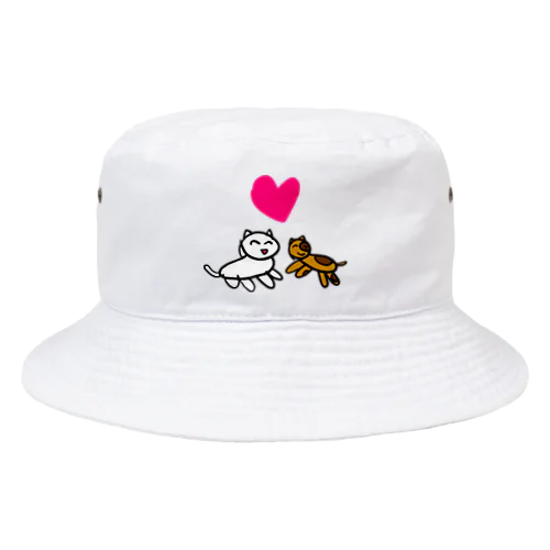 娘の絵シリーズ/two cats Bucket Hat