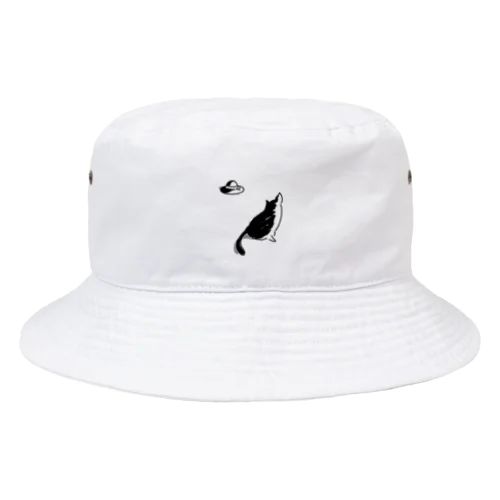 猫と帽子(黒) Bucket Hat