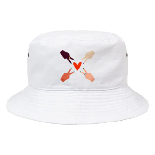 色とりどりの友だちとハートマーク。 Bucket Hat