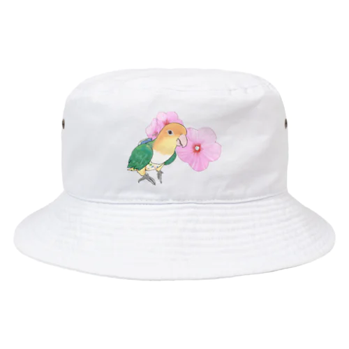 お花とシロハラインコちゃん【まめるりはことり】 Bucket Hat