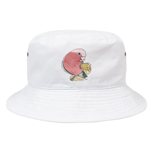 モモイロインコちゃんとトウモロコシ【まめるりはことり】 Bucket Hat