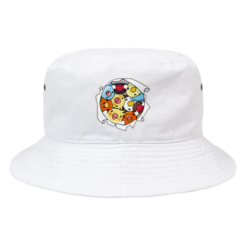 三密です！むちむち鳥まみれ【まめるりはことり】 Bucket Hat