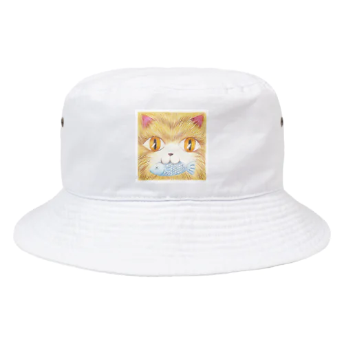 魚をくわえた猫 Bucket Hat