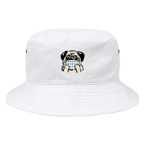 ハンドメイドマスクをつけたパグ Bucket Hat