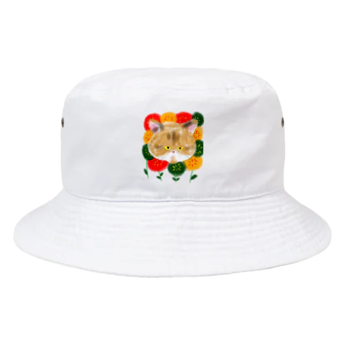 花畑とネコ Bucket Hat