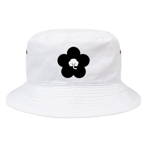 動物家紋。H.T.（裏梅ネコ尻）黒 Bucket Hat