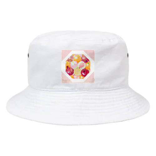 幸運を呼ぶスピリチュアルフルーツ☆「三柑の実」&ストライプ Bucket Hat