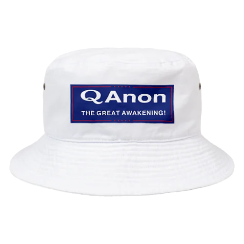 QAnon THE GREAT AWAKENING! 白ロゴ バケットハット