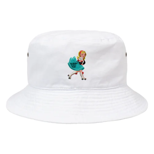 レトロガールと猫 Bucket Hat