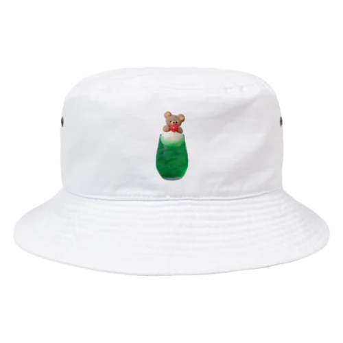 くまのクリームソーダ緑色 Bucket Hat