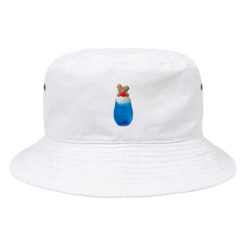 クマのクリームソーダ青色 Bucket Hat