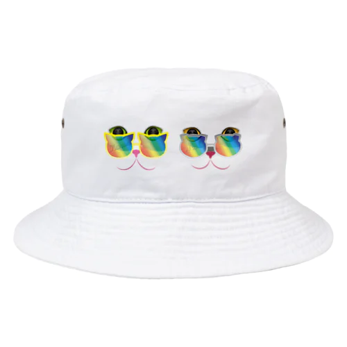 猫のＭｏｌとＫａｒｏｎ　虹色サングラス Bucket Hat