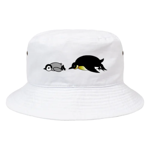 滑るペンギンの親子　ボールヘッズ Bucket Hat