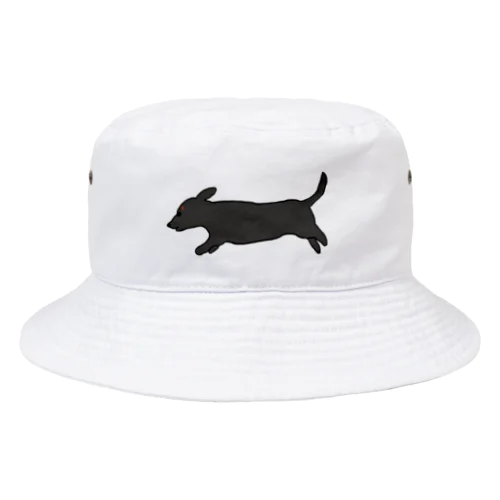 走る犬 ダックス ブラック Bucket Hat