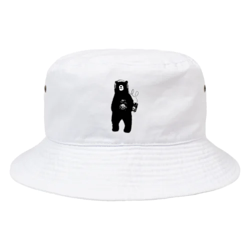 春のクマ　ブラック Bucket Hat