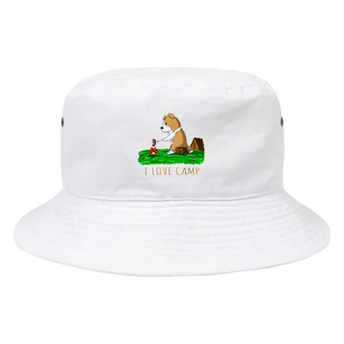 I Love Camp （ボーダーコリー　レッド） Bucket Hat