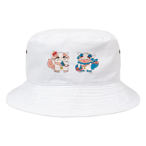 三線と三板がだいすきなシーサーたち Bucket Hat