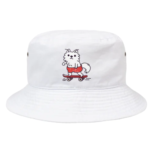 ワンポイント 赤ぱんポメラのスケボー Bucket Hat