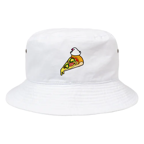 ピザで暖をとる文鳥（素材が濃い色用） Bucket Hat