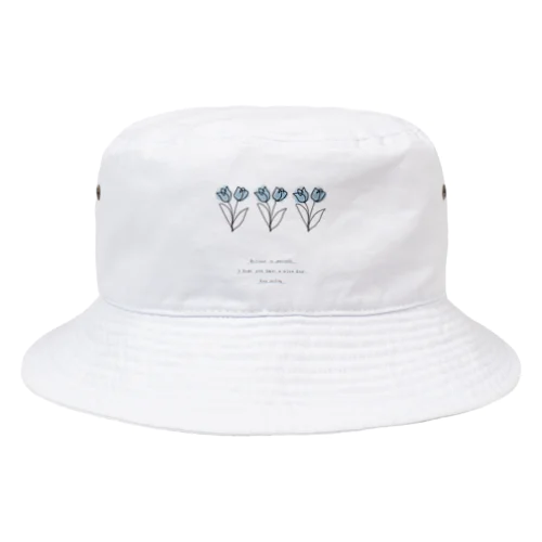  paint grayblue* line logo M message Bucket Hat