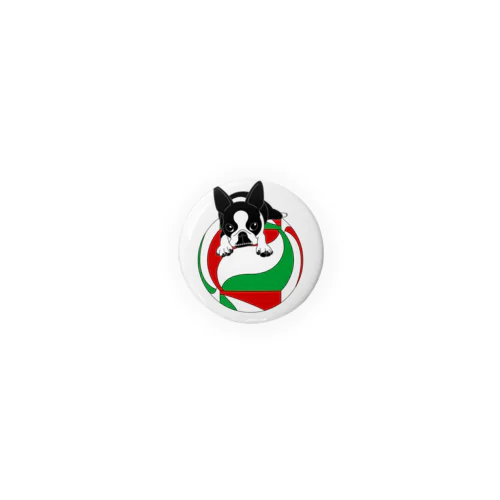 小物用:ボストンテリア(バレーボール赤白緑)[v2.7.5k] Tin Badge