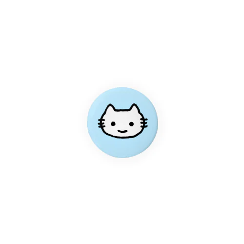 挑戦するねこ_缶バッジ（水色） Tin Badge