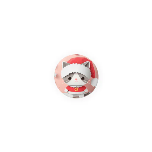 ペーパークラフト風のサンタ猫 Tin Badge