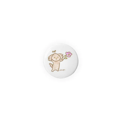 わんわん　お花 Tin Badge