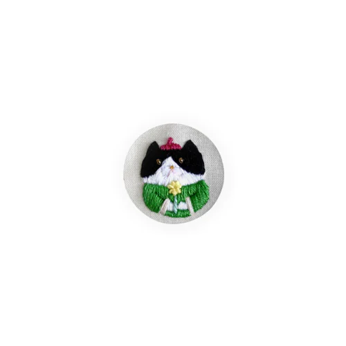 花をもった猫さん（Green） Tin Badge