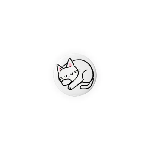 ねてるねこ　白い子 Tin Badge