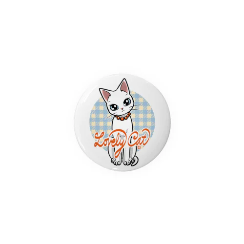 Cute White Cat Misty Tin Badge