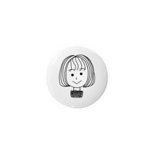 フリル付き内巻きボブ女子(缶バッチ) Tin Badge