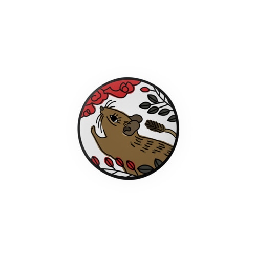 花札デグー（アグーチ） 缶バッジ Tin Badge