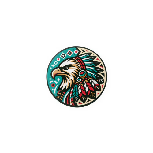 Native American eagle Tin Badge