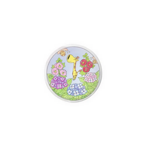 ちびきりん、あじさい散歩 Tin Badge