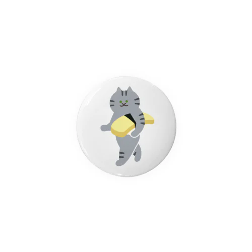 玉子の握り寿司をのんびり運ぶねこ Tin Badge