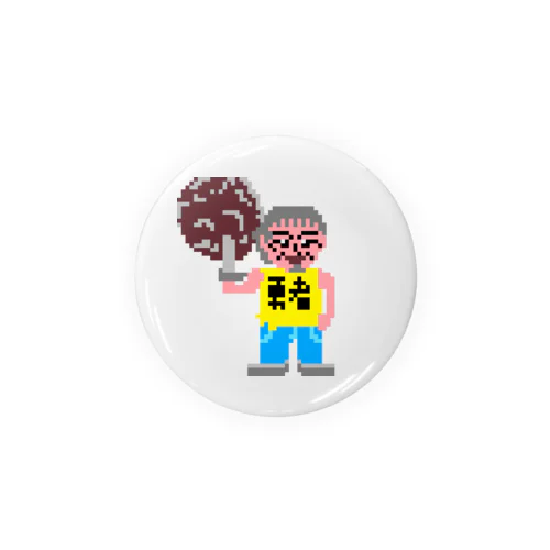 伝説のおっさん「田 節夫(でん せつお)さん」ドット絵 Tin Badge