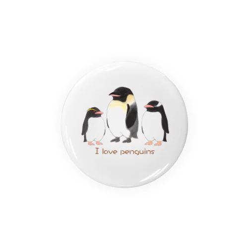 I Love Penguins Tin Badge