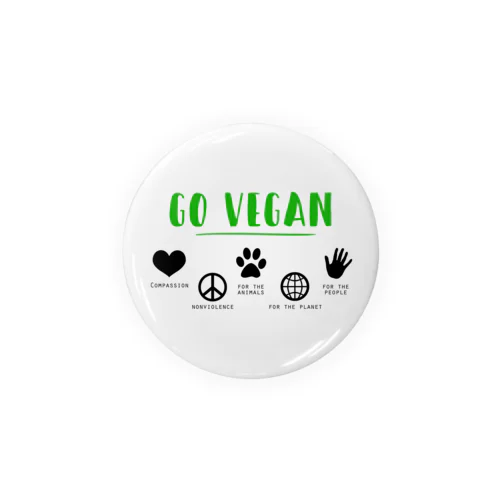 GO VEGAN - 缶バッジ（４サイズ） Tin Badge