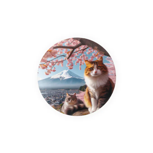 富士山と猫 Tin Badge