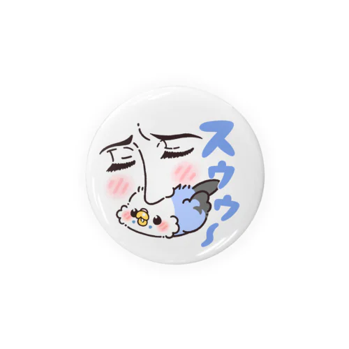 愛鳥吸引缶バッジ・セキセイインコ・ブルー（56mm） Tin Badge